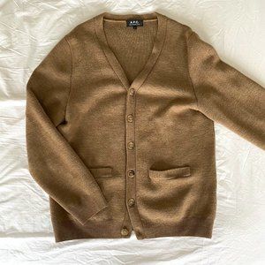 A.P.C. Tan Wool V-neck Cardigan Size M